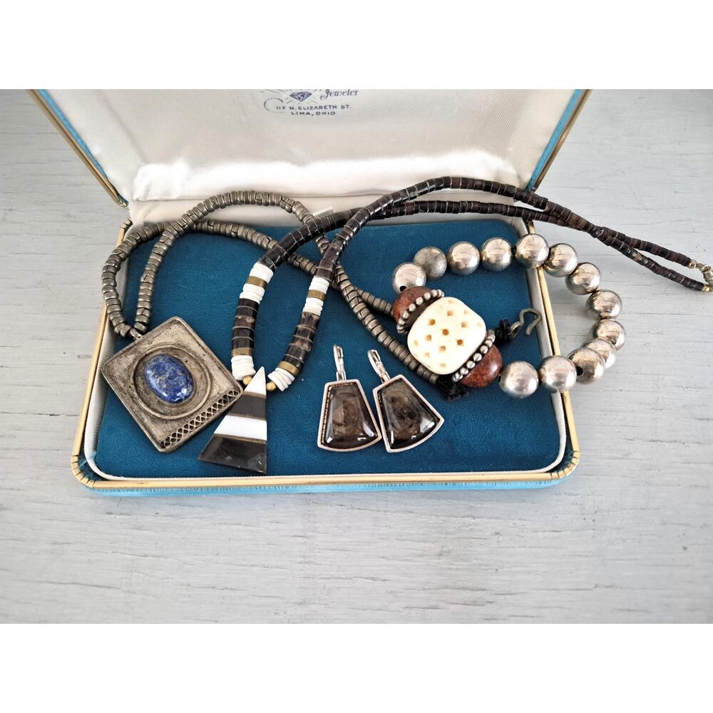 Vintage Pueblo Heishi and Lapis Silver tone Jewelry Lot
